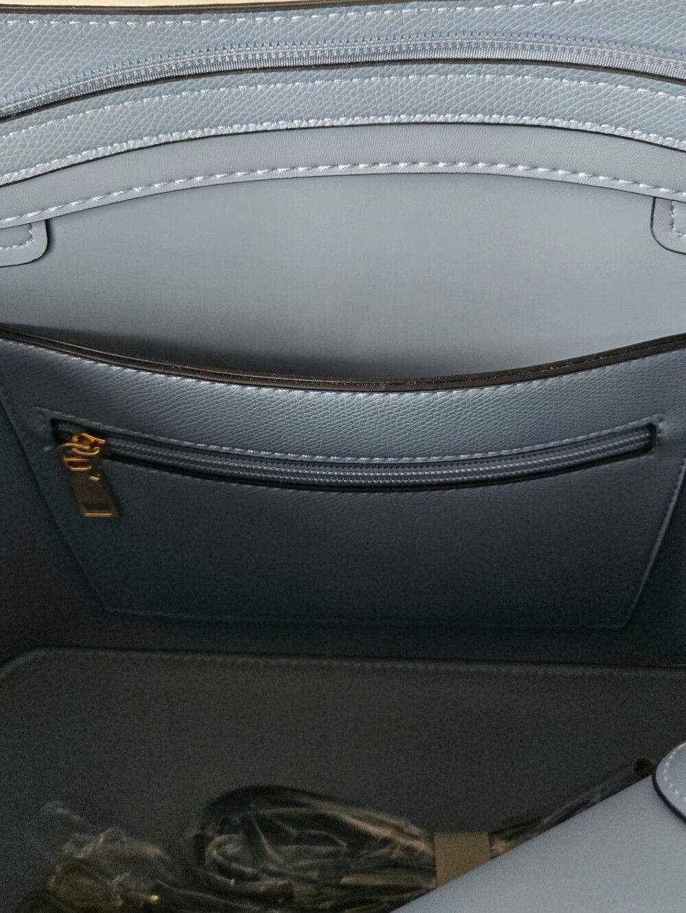Unbranded Light Blue Vegan Leather Tote Bag & Matching Wristlet Wallet Set - Picture 7 of 8